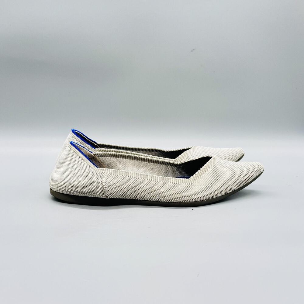 Rothy's Ivory Flats with Blue Trim